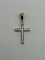 10KT Yellow Gold Diamond Cross Pendant 4.7g