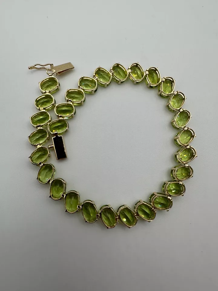 14KT Yellow Gold Peridot Tennis Bracelet 7in 10g
