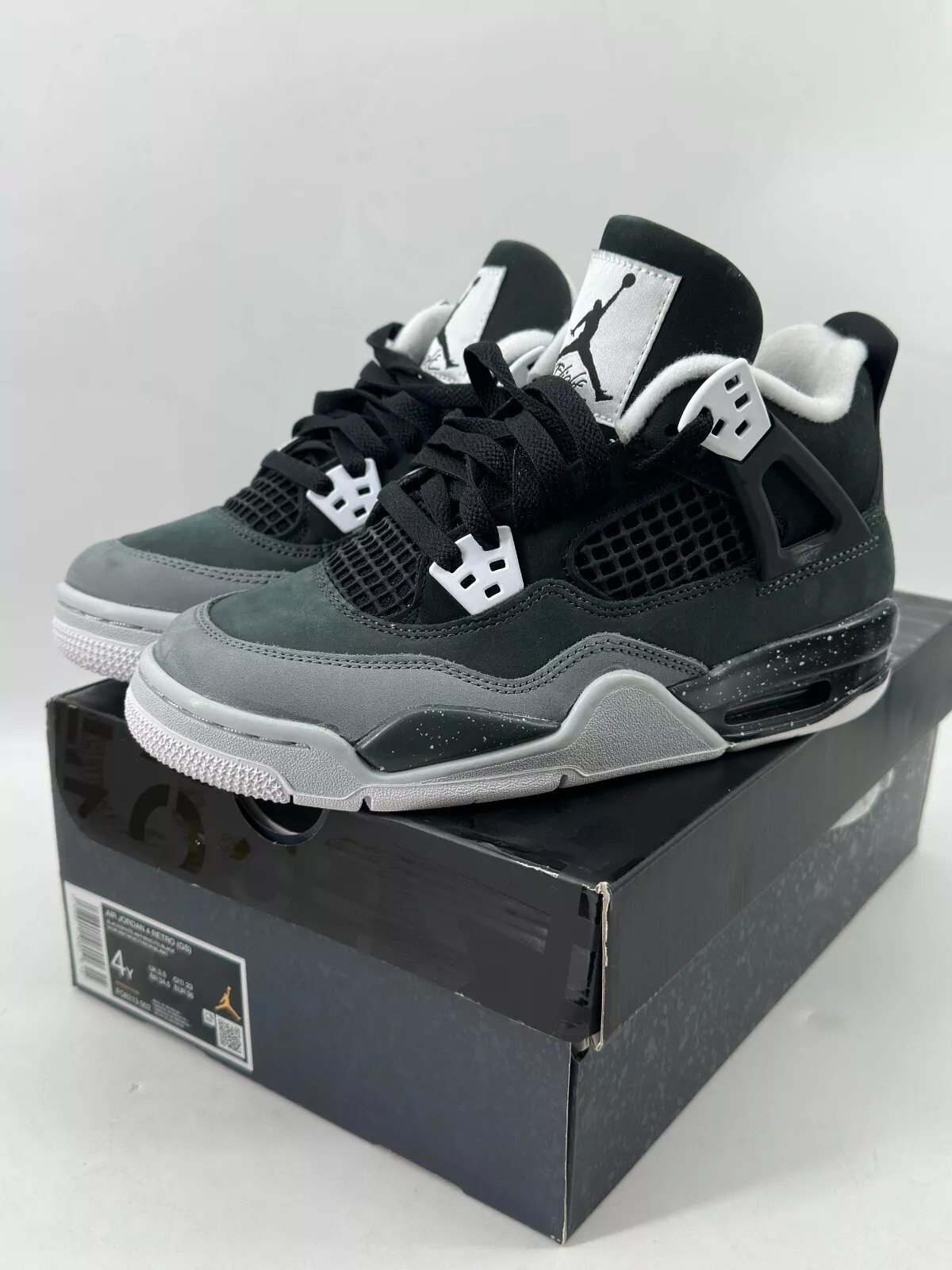 Nike Air Jordan 4 Retro Fear Gradeschool Sneakers FQ8213-002 GS Size 4Y