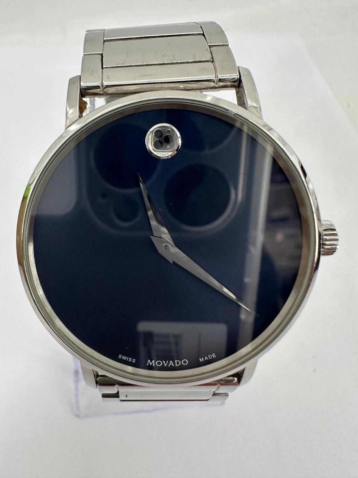 Movado Signature Men's Navy Blue Dial Stainless Steel Swiss Watch
