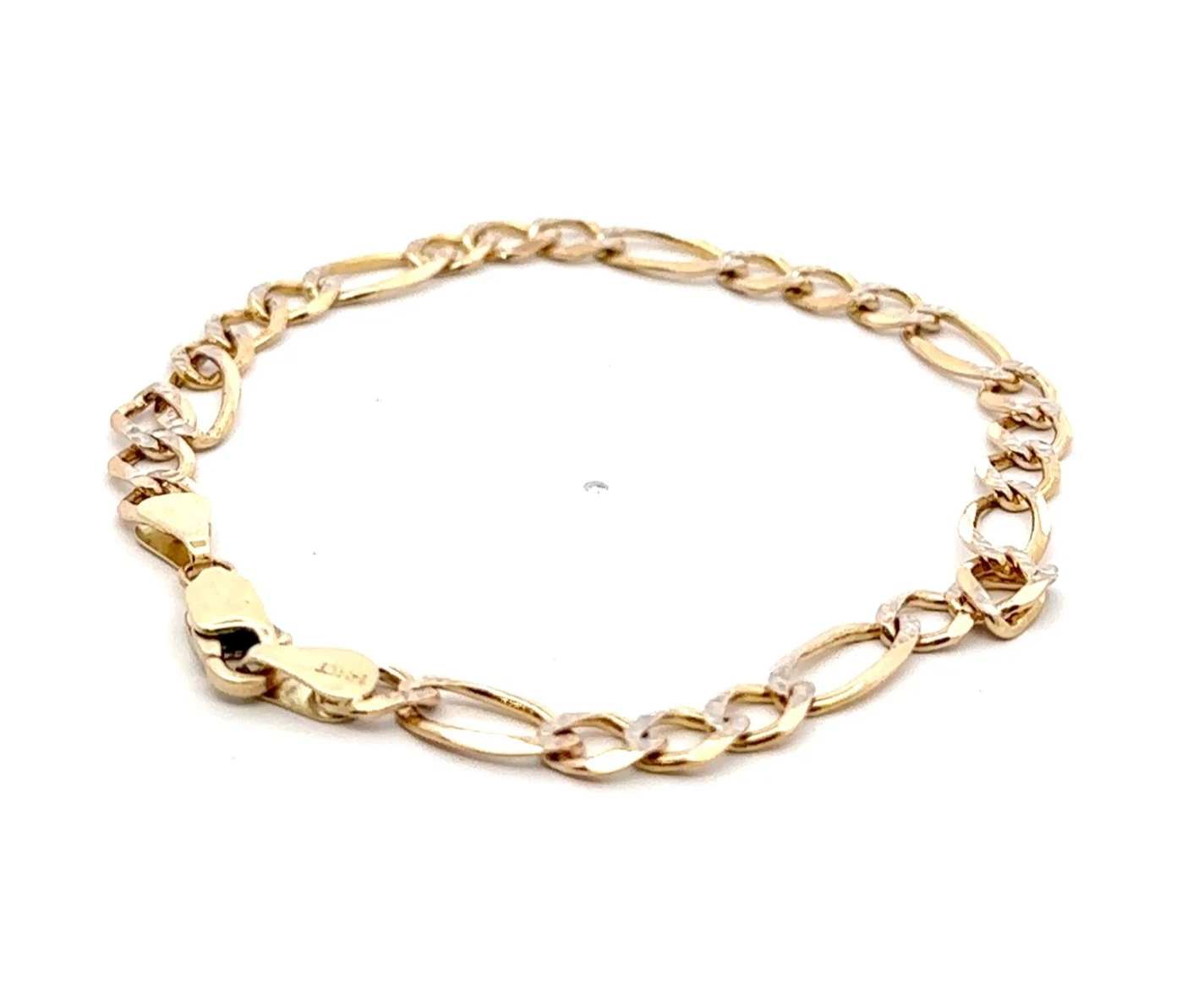 14KT Yellow Gold Figaro Link Bracelet 8in 6.6g