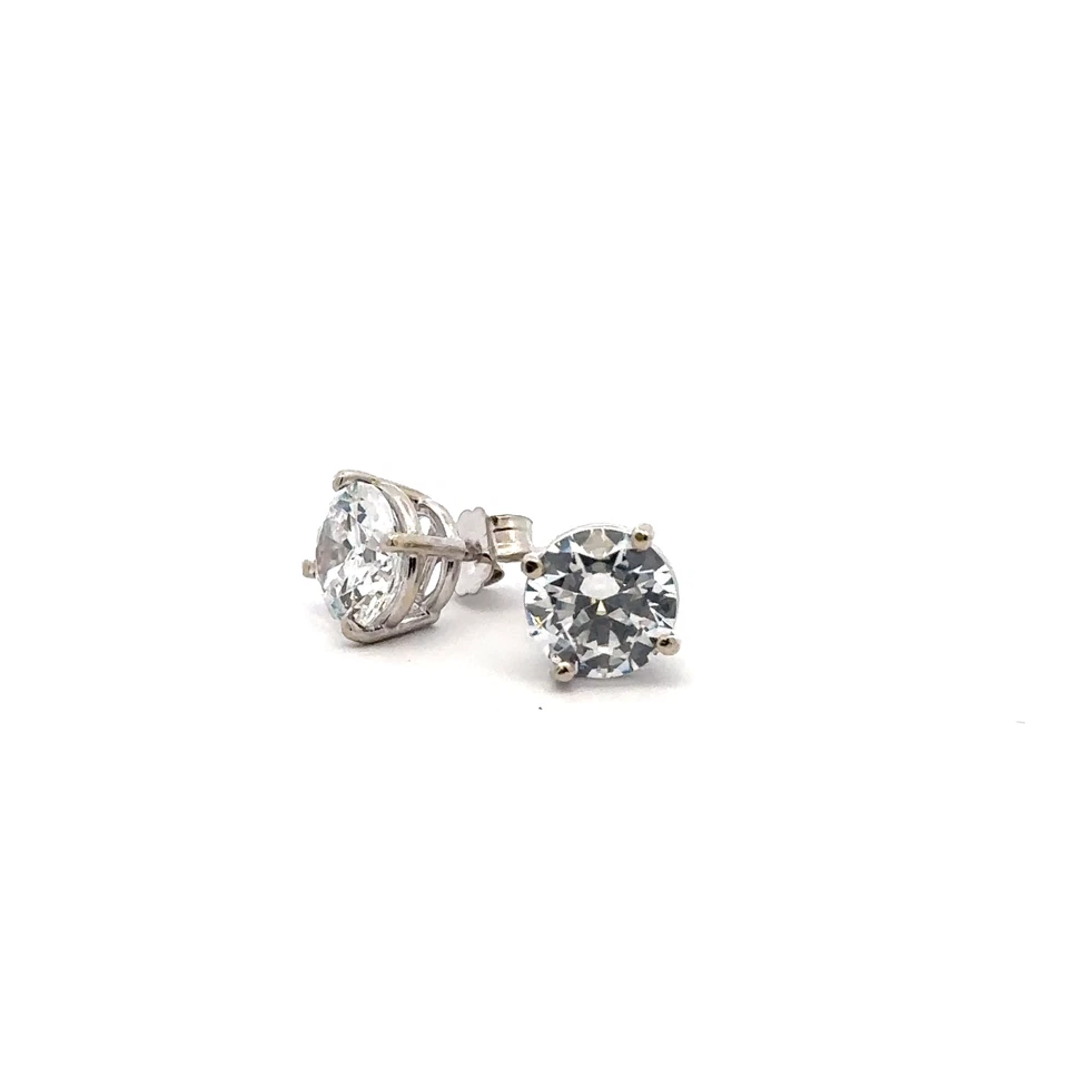 14KT White Gold CZ Stud Earrings 2.6g
