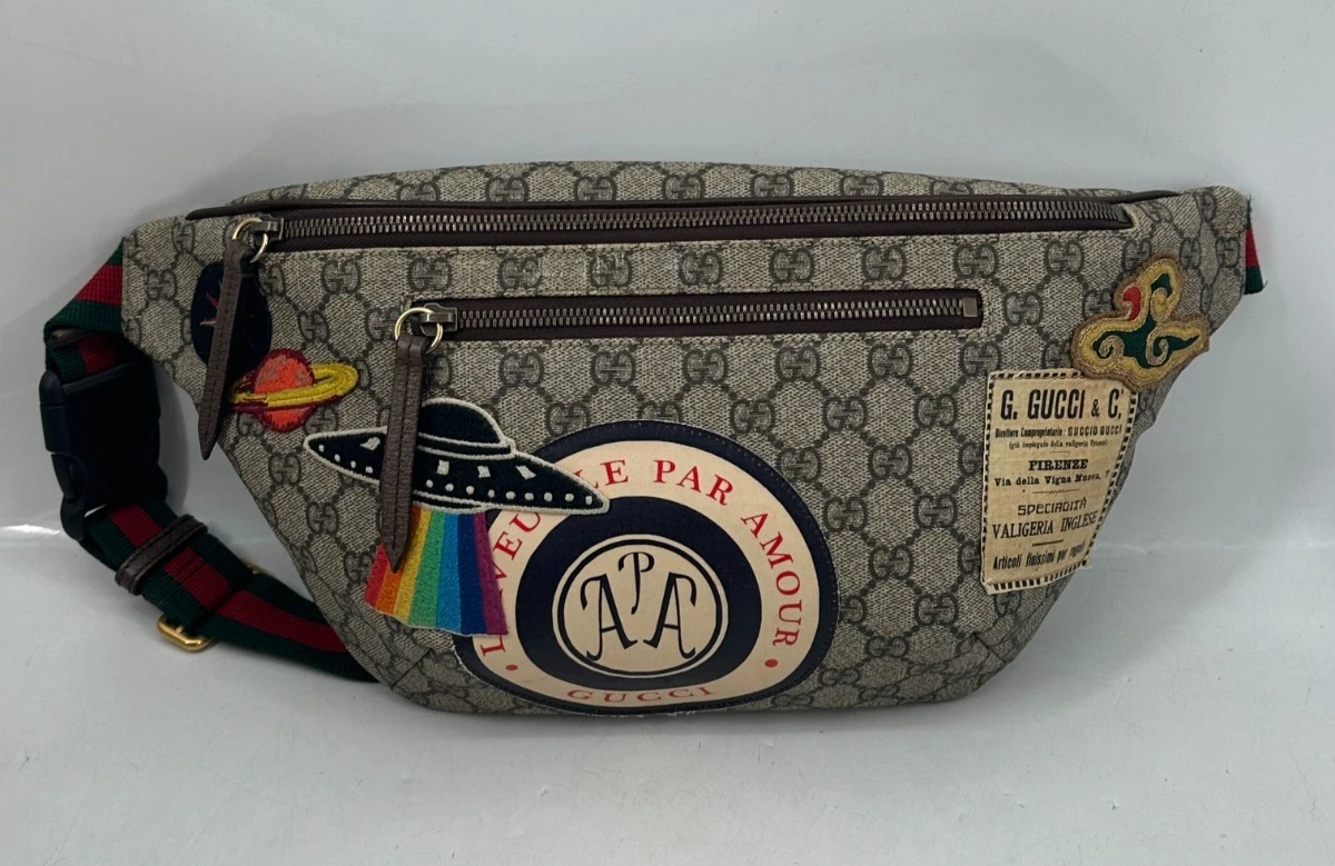 Gucci Gg Supreme Monogram Courrier Belt Bag Beige Authentic