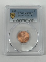 2023 Extra V Lincoln Shield Cent PCGS MS66 RD 1c Penny