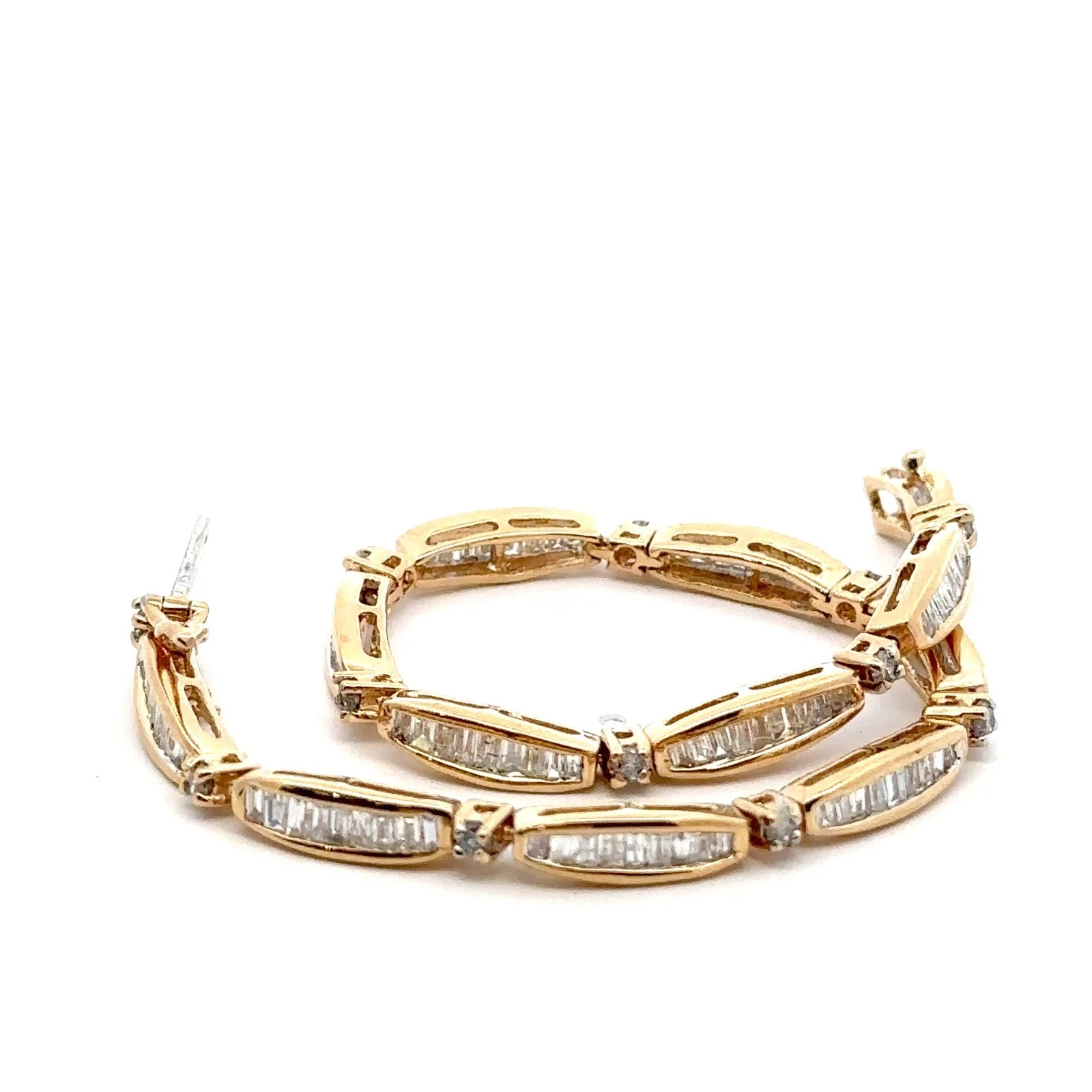 14KT Yellow Gold Baguette Diamonds Bracelet 7in 10.9g