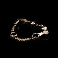 14KT Yellow Gold Bracelet with Black Stones - Size 6.5"