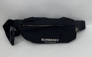 Burberry Men’s Sonny Contrasting Logo Nylon Belt Bag In Black Authentic