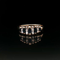 14KT Yellow Gold Ring with Sapphire and Diamonds - Size 10