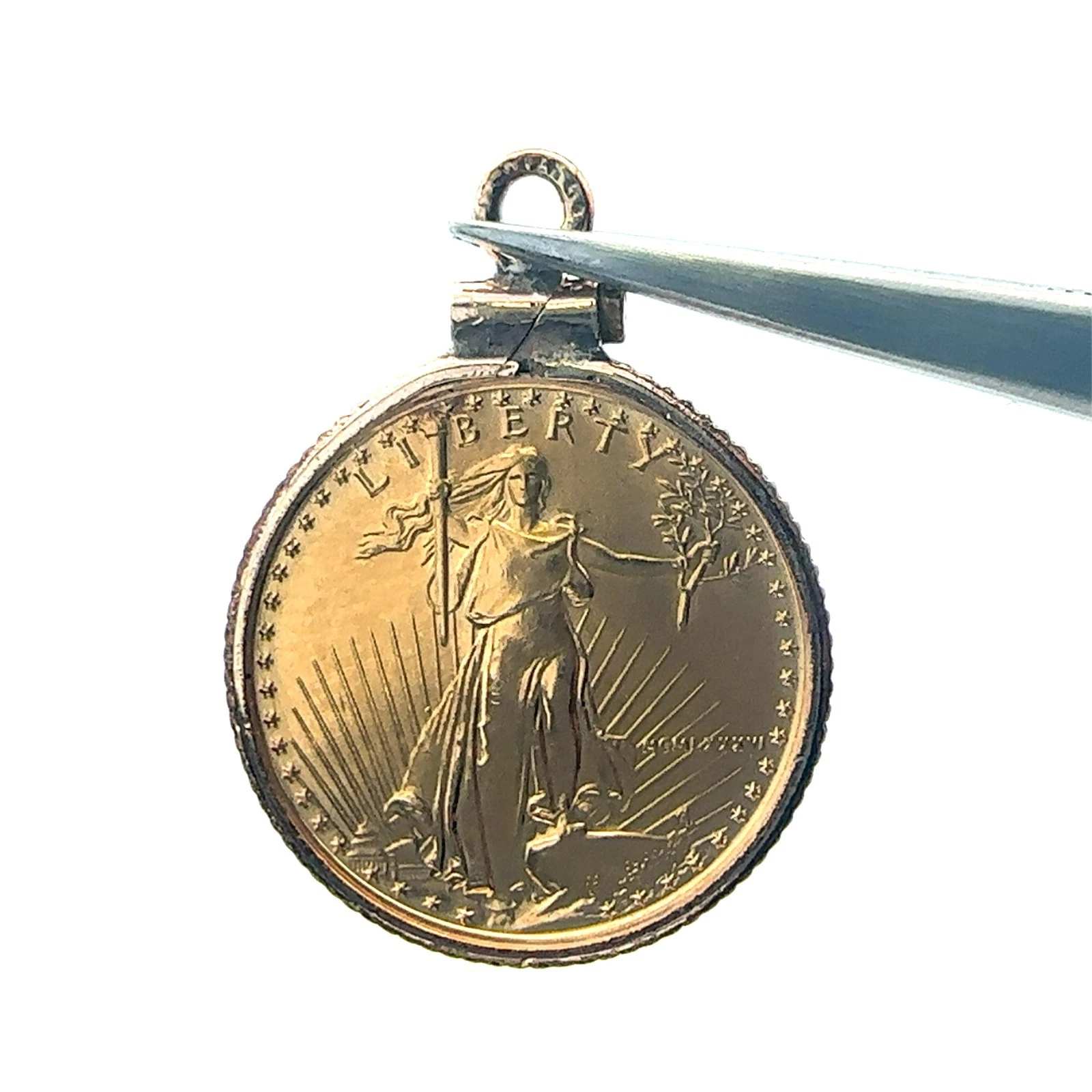 14KT Yellow Gold Walking Liberty Coin Pendant 3.9g