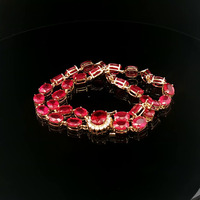 14KT Yellow Gold Bracelet with Synthetic Rubies and .65 CTTW Diamond