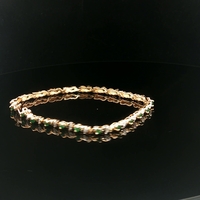 14KT Yellow Gold Bracelet with Emeralds and Diamonds 7 "