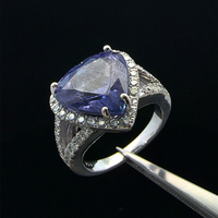 18KT White Gold Tanzanite with Diamonds Ring Size 5 7.5g