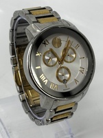 Movado Bold Silver Gold Tone Hands Dial Chronograph MB 01.3.14.6103 Size 6.5"