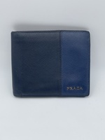 PRADA Saffiano Wallet  Blue Two-Tone  Saffiano Leather Men's Bifold Wallet