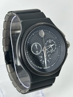 Men's Movado Parlee Black Titanium Chronograph Watch with Black Dial Size 7