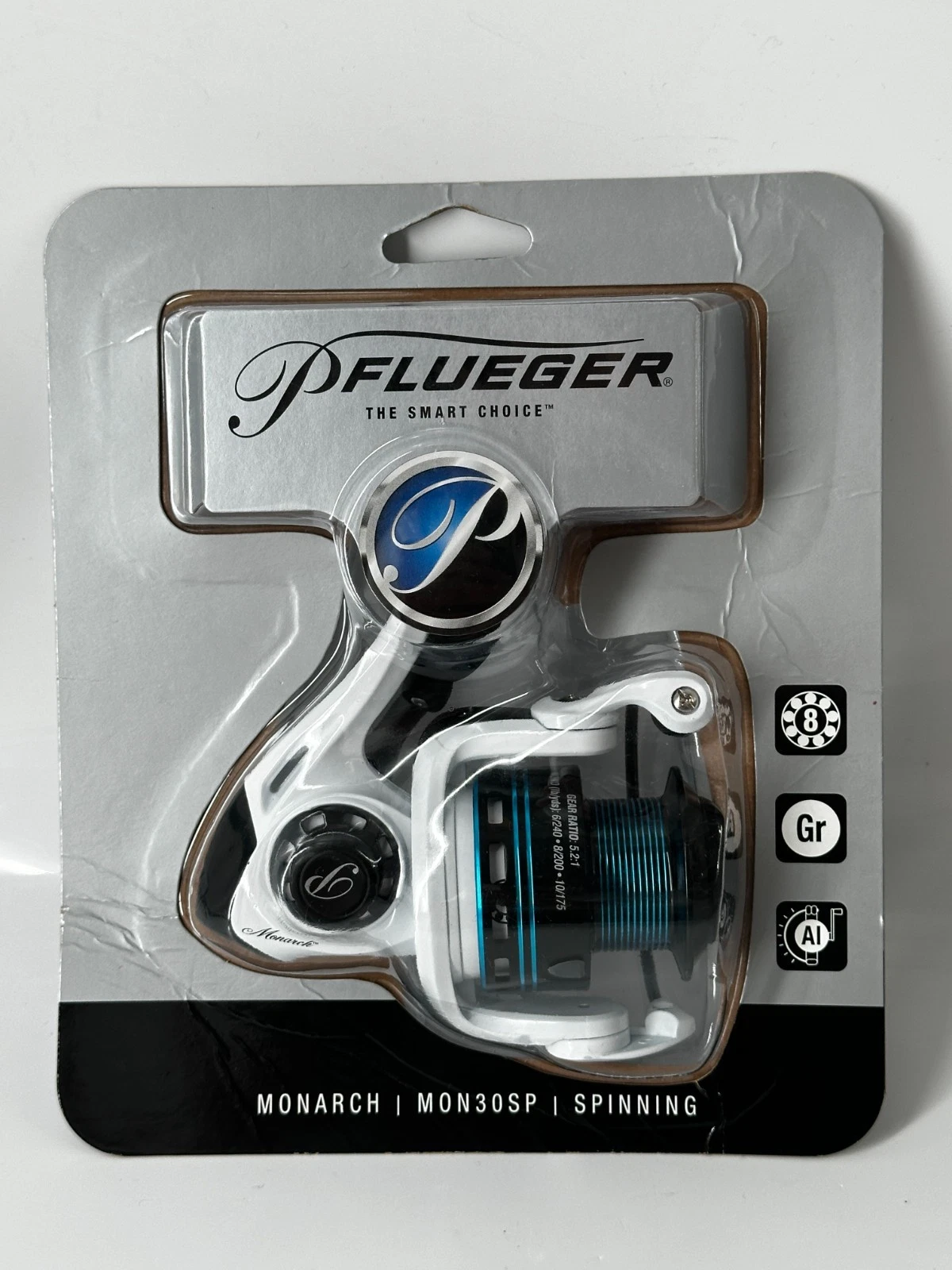 Pflueger Monarch Fishing Reel Mon30SP White/Teal/Black