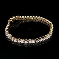 14KT Yellow Gold Diamond Tennis Bracelet Size 7 12.4g