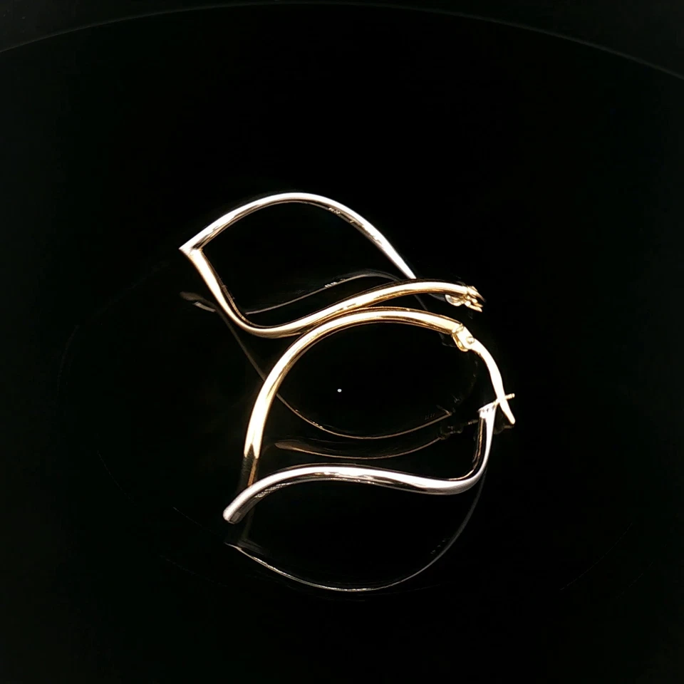 14KT Two-Tone Gold Hoop Earrings 2.3g