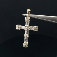 14KT White Gold Cross Pendant with CZs