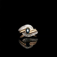 14KT Yellow Gold Sapphire and Diamond Ring - Size 5 