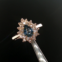 14KT Yellow Gold Ring with Topaz and Diamond Ring - Size 7.25
