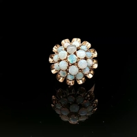 14KT Yellow Gold Opal Cluster Ring - Size 7.5