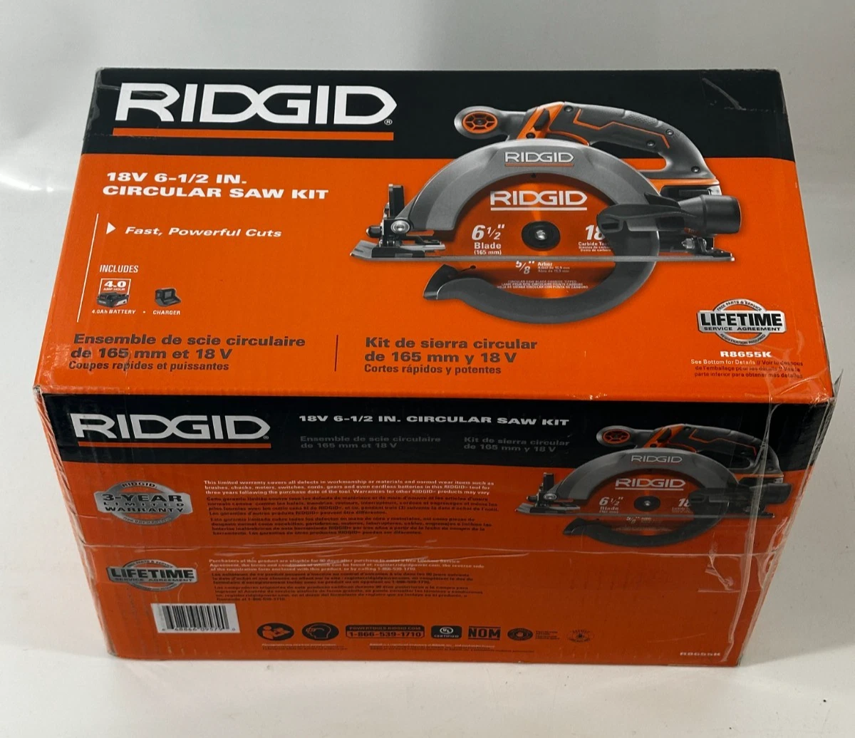 RIDGID R8655K 18V Cordless 6-1/2 in. Circular Saw Kit (4.0 Ah Battery & Charger)