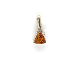 Silver Amber Pendant + Necklace - Brand New!