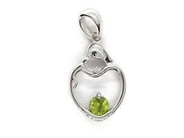 Silver Green Peridot Pendant + 18" Necklace - Brand New!