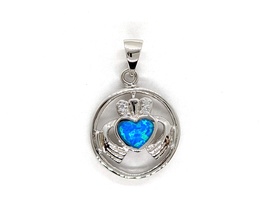 Blue Heart Silver Pendant + Necklace - Brand New!