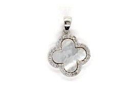 Mother Of Pearl Silver Pendant + Necklace - Brand New!