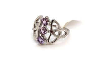 Amethyst Celtic Knot Silver Ring - Brand New!