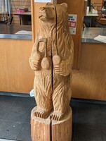 Wood-Carved Pawn Shop Bear Statue