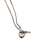 925 Silver Necklace with Heart and Lock Pendant