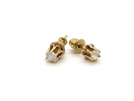 Yellow Gold Opalite Stud Earrings
