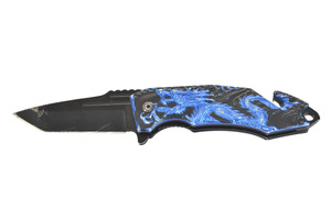 Blue/black dragon pocket knife