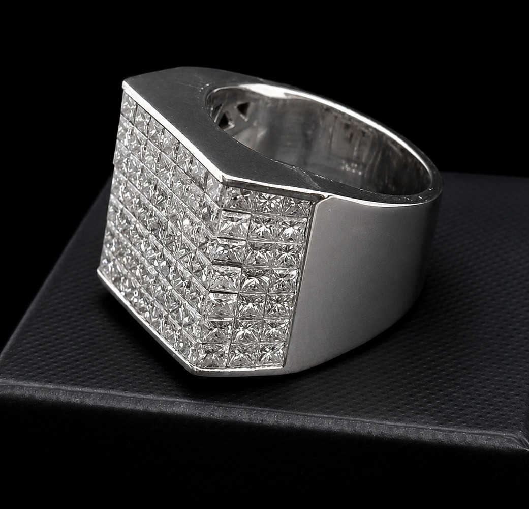 Men's 14k Rhodium Plated Diamond Ring | Common Exchange Newton Ltd.