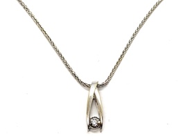 14k White Gold Necklace and Diamond Pendant 
