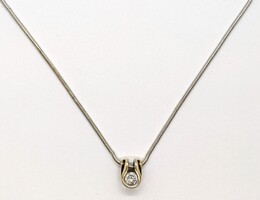 10k White Gold Necklace and Diamond Pendant 