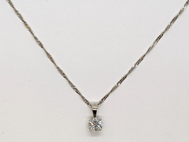10k White Gold Necklace and Diamond Pendant  