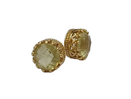 14k Earrings with Yellow Stone