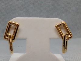 Gold Rectangular Earring Pair 18k 2.95g