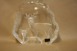 Stag and Doe Crystal Sculpture