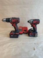Milwaukee 2607-20 / 2656-20 impact/drill driver kit with batteries and chgr