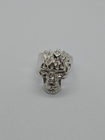 Silver Skull with fire Men's ring 19.2 grams
