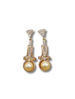  Rose Gold Diamond Pearl Drop Earrings