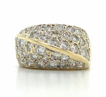  14k Yellow Gold Pave Round Brilliant Wide Domed Cocktail Band Ring Approx 1.50