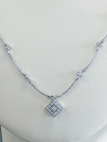  Philippe Charriol 18k White Gold Cable Diamond Choker Necklace 15.5" 