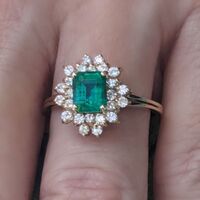  14k Yellow Gold Diamond Emerald Ring
