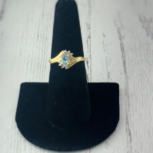  14kt Gold, Aquamarine and Diamond Ring